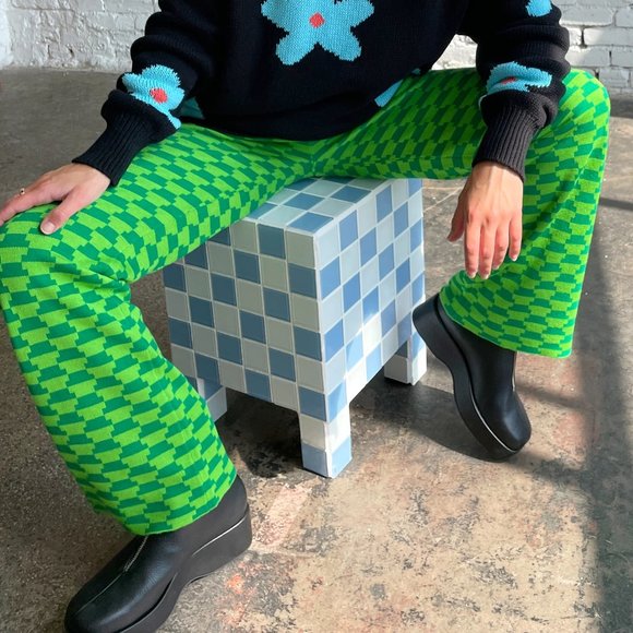 NWT Lisa Says Gah Luca Knit Pant in Vintage Rug Bocce Court 💚 (Sz XL/2XL) - Picture 3 of 11